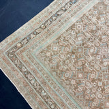 6’5 x 9’8 Vintage Rug Muted Camel Beige, Sea Foam Green & Blue 5771