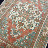 5’9 x 8’7 Vintage Turkish Taspinar Rug Muted Copper, Teal, Taupe & Cream 5781