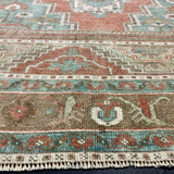 5’9 x 8’7 Vintage Turkish Taspinar Rug Muted Copper, Teal, Taupe & Cream 5781