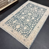 4’10 x 7’7 Vintage Turkish Taspinar Rug Muted Green & Cream 5780