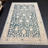 4’10 x 7’7 Vintage Turkish Taspinar Rug Muted Green & Cream 5780