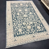 4’10 x 7’7 Vintage Turkish Taspinar Rug Muted Green & Cream 5780