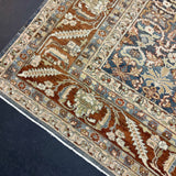 10’3 x 13’2’ Antique Carpet Muted Steel Blue, Rust & Beige 5785