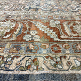 10’3 x 13’2’ Antique Carpet Muted Steel Blue, Rust & Beige 5785