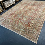 10’3 x 13’9’ Antique Carpet Muted Warm Red, Black, Gray & Beige 5786
