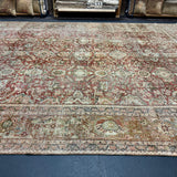 10’3 x 13’9’ Antique Carpet Muted Warm Red, Black, Gray & Beige 5786