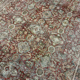 10’3 x 13’9’ Antique Carpet Muted Warm Red, Black, Gray & Beige 5786