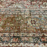 10’3 x 13’9’ Antique Carpet Muted Warm Red, Black, Gray & Beige 5786