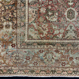 10’3 x 13’9’ Antique Carpet Muted Warm Red, Black, Gray & Beige 5786