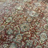 10’3 x 13’9’ Antique Carpet Muted Warm Red, Black, Gray & Beige 5786