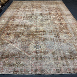 Hold for WLI til 7/19*9’10 x 14’4 Antique Carpet Muted Rust, Black, Beige & Gray 5782