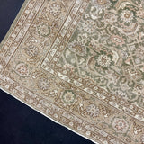 8’2 x 9’9 Vintage Oushak Rug Muted Sage Green, Taupe & Light Brown 5784