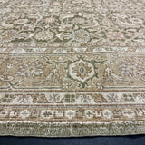 8’2 x 9’9 Vintage Oushak Rug Muted Sage Green, Taupe & Light Brown 5784