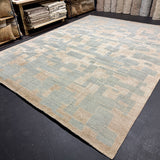 10’3 x 13’8 Distressed Silk Swedish Rug Blue & Stone LB15