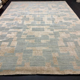 10’3 x 13’8 Distressed Silk Swedish Rug Blue & Stone LB15