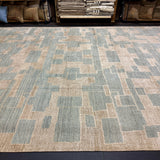 10’3 x 13’8 Distressed Silk Swedish Rug Blue & Stone LB15