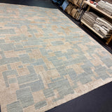 10’3 x 13’8 Distressed Silk Swedish Rug Blue & Stone LB15