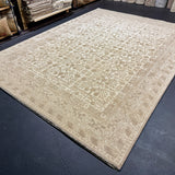 9’ x 12’2 Silk & Wool Yarkan Rug Light Brown, Taupe & Cream LB29