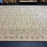 9’ x 12’2 Silk & Wool Yarkan Rug Light Brown, Taupe & Cream LB29