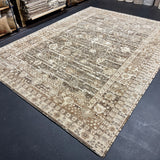 8’11 x 12’3 Silk & Wool Oushak Rug Tobacco, Camel Brown, Taupe & Cream  LB24 MK834