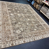 8’11 x 12’3 Silk & Wool Oushak Rug Tobacco, Camel Brown, Taupe & Cream  LB24 MK834