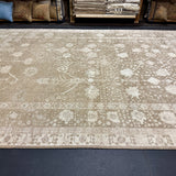 8’10 x 12’ Silk & Wool Oushak Rug Beige & Cream  LB27 MK713