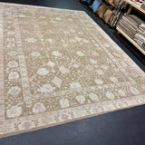8’10 x 12’ Silk & Wool Oushak Rug Beige & Cream  LB27 MK713