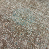9’4 x 12’7 Vintage Rug Muted Blush Beige, Brown & Teal 5787