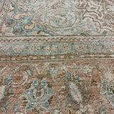 9’4 x 12’7 Vintage Rug Muted Blush Beige, Brown & Teal 5787