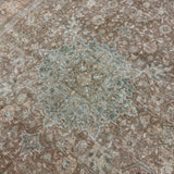 9’4 x 12’7 Vintage Rug Muted Blush Beige, Brown & Teal 5787