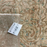9’4 x 12’7 Vintage Rug Muted Blush Beige, Brown & Teal 5787