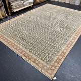 8’10 x 12’5 Traditional Vintage Tabriz Rug Muted Navy, Rust & Beige 5791