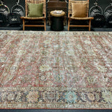 7’6 x 10’8 Classic Antique Rug Muted Red, Black, Green & Blue