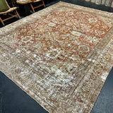 10’4 x 13’ Classic Antique Rug Muted Rust, Sage, Brown & Bone