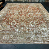 10’4 x 13’ Classic Antique Rug Muted Rust, Sage, Brown & Bone