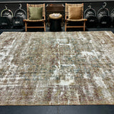 8’4 x 11’4 Classic Antique Rug Muted Denim Blue, Gray, Red and Camel Gold