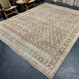 9’5 x 12’8 Classic Antique Rug Muted Brown, Green & Copper