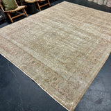 9’10 x 12’10 Classic Vintage Rug Muted Tawny Brown, Teal & Wine