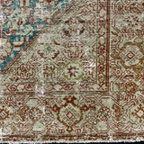5’1 x 11’5 Antique Wide Runner Turquoise Blue, Rust & Gray Gallery Rug