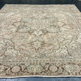 10’ x 12’2 Classic Vintage Rug Muted Beige, Green, Terra Cotta  &  Brown