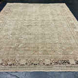 8’6 x 12’ Classic Vintage Rug Muted Beige, Green  &  Tawny Brown