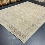 8’8 x 12’ Classic Vintage Rug Muted Beige, Green &  Brown