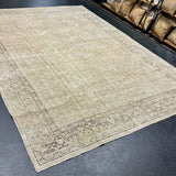 8’8 x 12’ Classic Vintage Rug Muted Beige, Green &  Brown