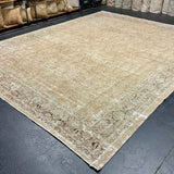 10’ x 13’ Classic Vintage Rug Muted Camel Beige, Sage Green & Charcoal