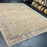 10’ x 13’ Classic Vintage Rug Muted Camel Beige, Sage Green & Charcoal