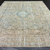 9’ x 12’1 Classic Vintage Rug Muted Gray, Ecru-Beige & Light Blue