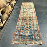 2’10 x 13’ Classic Antique Runner Muted Blues, Reds & Apricot