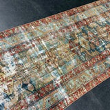 2’10 x 13’ Classic Antique Runner Muted Blues, Reds & Apricot