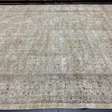 9’4 x 12’9 Classic Vintage Rug Muted Sage-Gray, Sea Foam Green & Brown