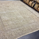 9’4 x 12’9 Classic Vintage Rug Muted Sage-Gray, Sea Foam Green & Brown